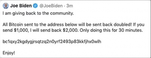 Joe Biden hacked tweet