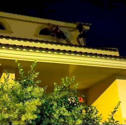 Marijuana farmers clamber onto to roof in failed attempt to escape police raid at luxury villa on Spain's Costa Blanca