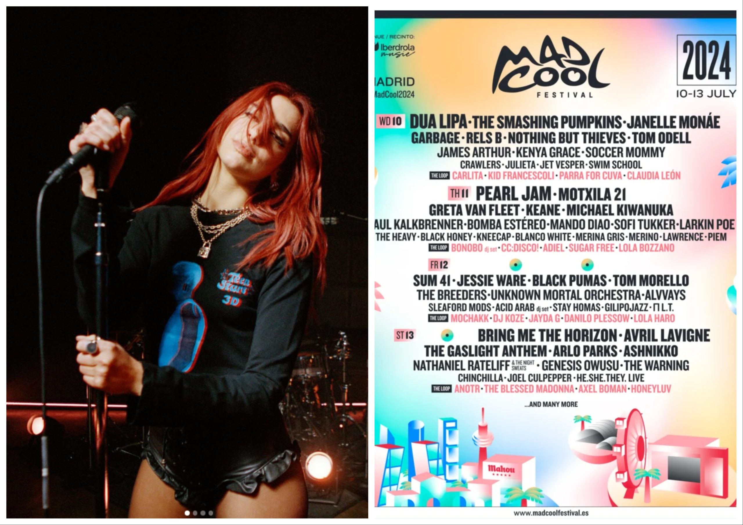Dua Lipa, Pearl Jam For Mad Cool Festival 2024, Live