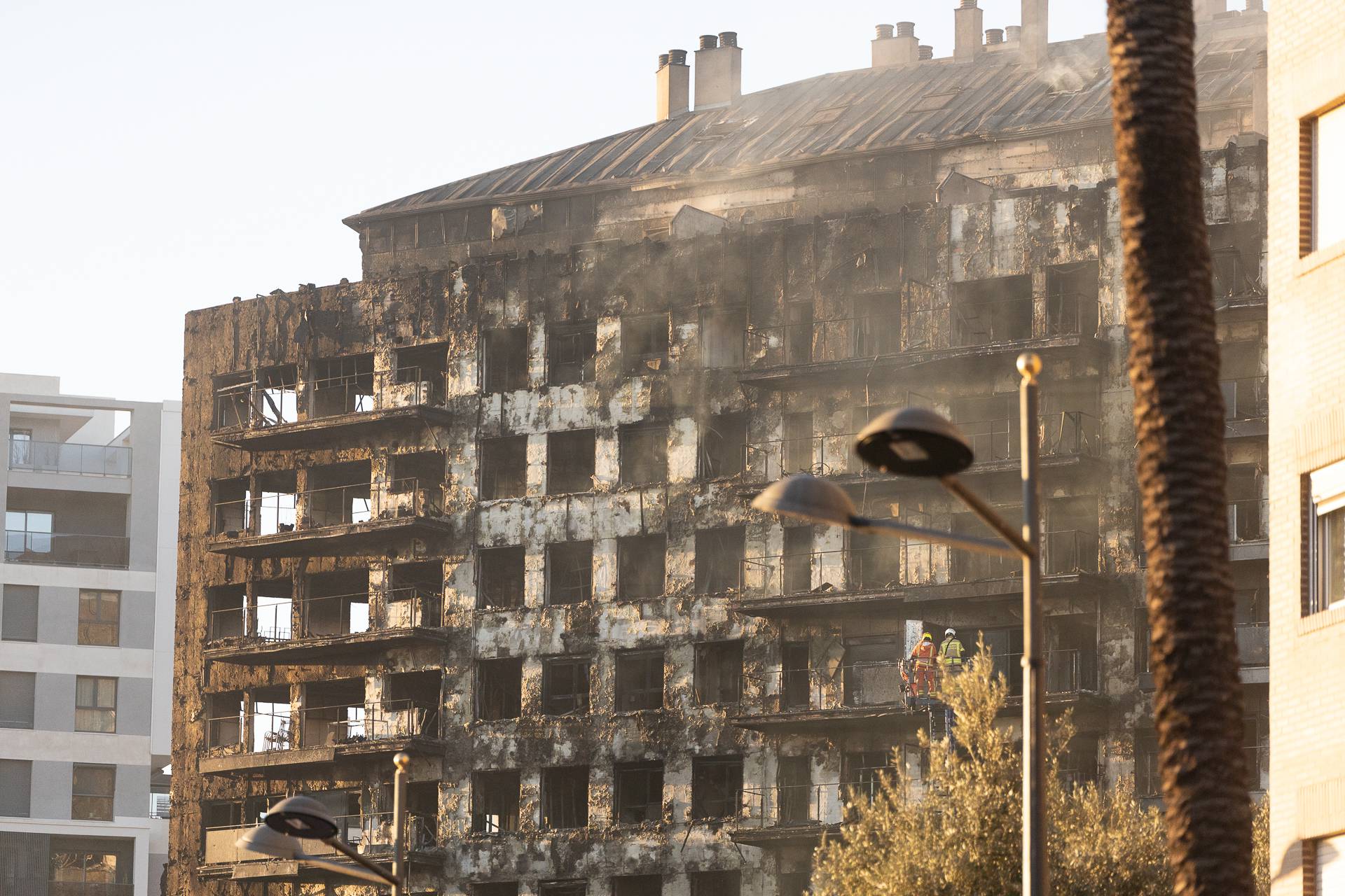 Apartment block gutted in 'Spain's Grenfell' disaster in Valencia begins arduous reconstruction work