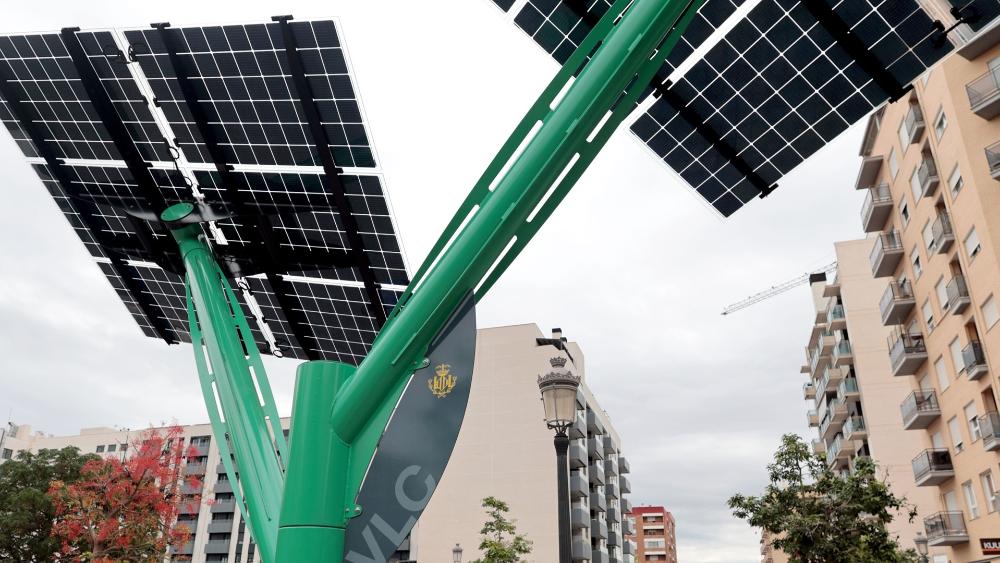 Giant solar trees planted to charge up vehicles, bikes, and electronic devices in eastern Spain