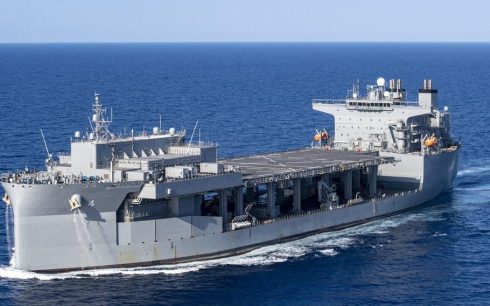 Huge US military ship is spotted docking in port on Spain’s Costa del Sol