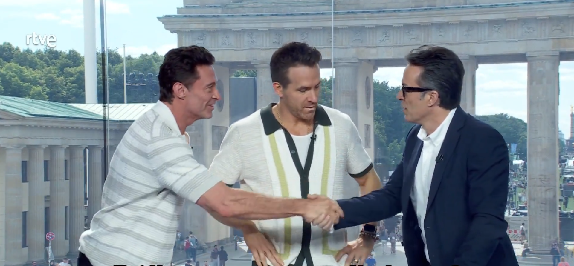 Ryan Reynolds and Hugh Jackman gatecrash Spain's Euro 2024 coverage