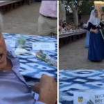 Michael Douglas at a local fiesta in Mallorca for 80 year olds