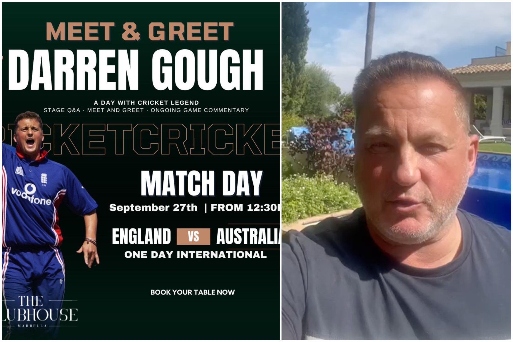 England cricket legend Darren Gough jets into Marbella to host Q & A and live commentary of Lord’s clash against Australia – get tickets here – Olive Press News Spain