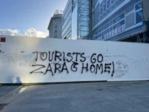 'Go to Zara and go home!' New 'anti-tourism' graffiti appears on Spain's northern coast as destination surges in popularity