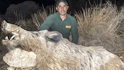 Hunter poses with enormous wild boar in southern Spain after spending over a year tracking it down