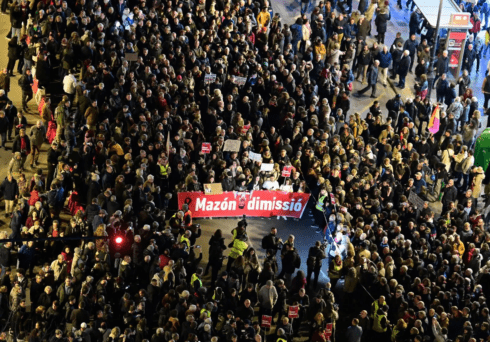 80,000 people demonstrate in Valencia during latest flood protest demanding resignation of president Carlos Mazon