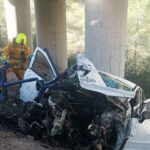 Miraculous escape for motorist after car plunges 15 metres off motorway bridge in Spain