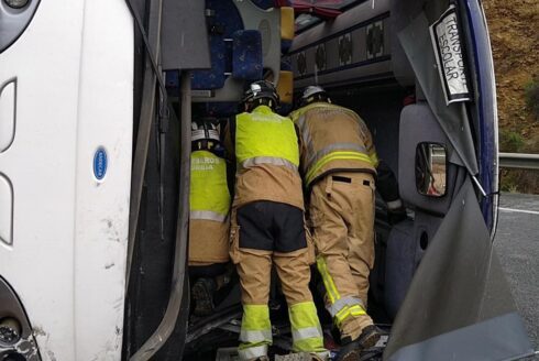 Six elderly passengers 'seriously injured' after tourist coach overturns in Spain